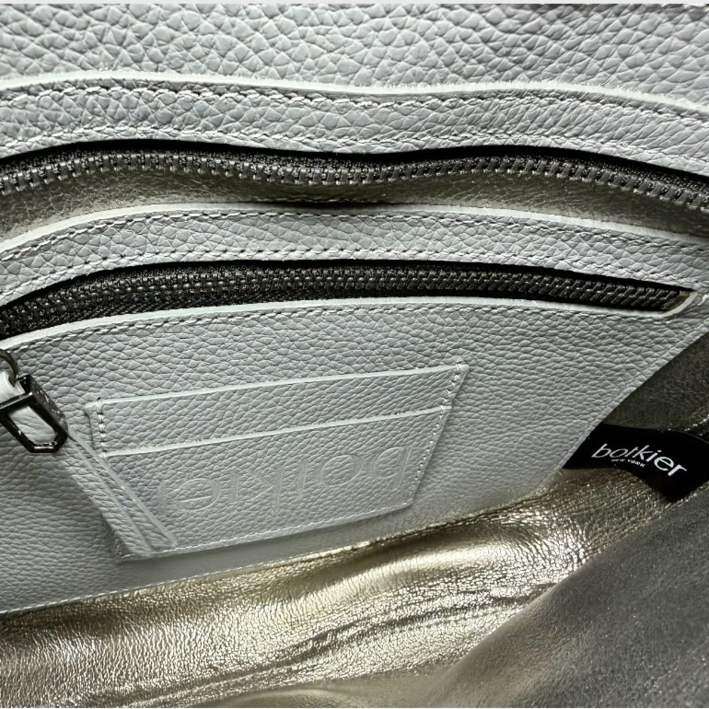 Botkier Beatrice Saddle Leather Crossbody Shoulder Bag Graphite Gray Pebbled Lea - Picture 6 of 7